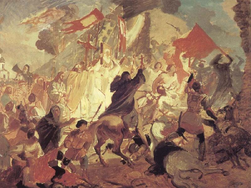 The Siege of Pskov by the troops of stephen batory,King of Poland, Karl Briullov